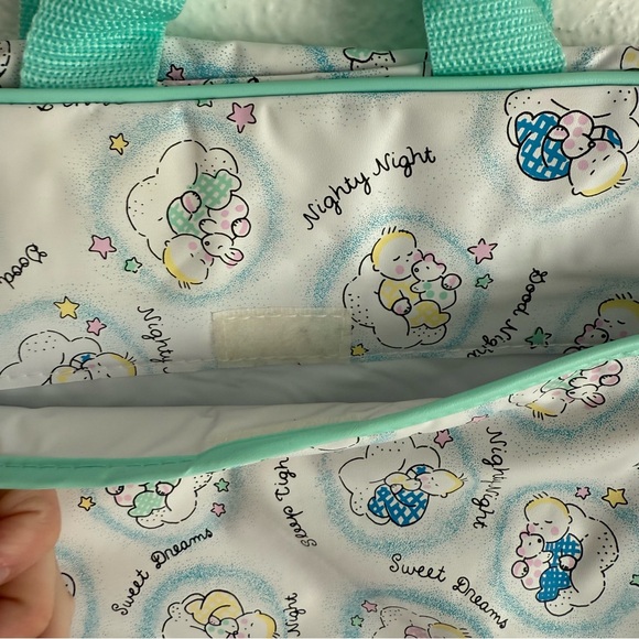 Vintage 90s Cudlie Diaper Bag White Green Stars Sleeping Baby Sweet Dreams NWT - Picture 7 of 10